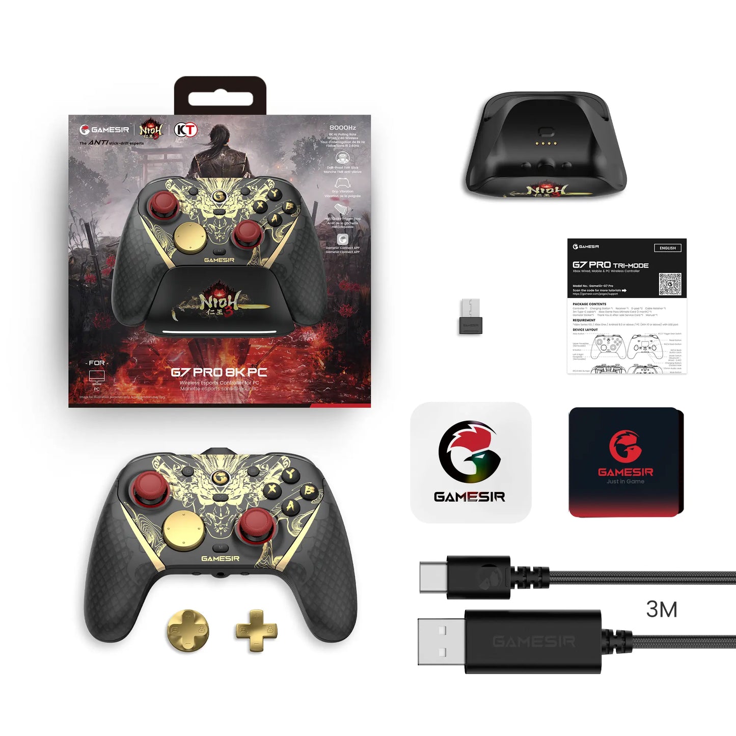G7 Pro 8K PC Controller 8000Hz TMR Anti-Drift Hall Triggers 3.5mm Audio